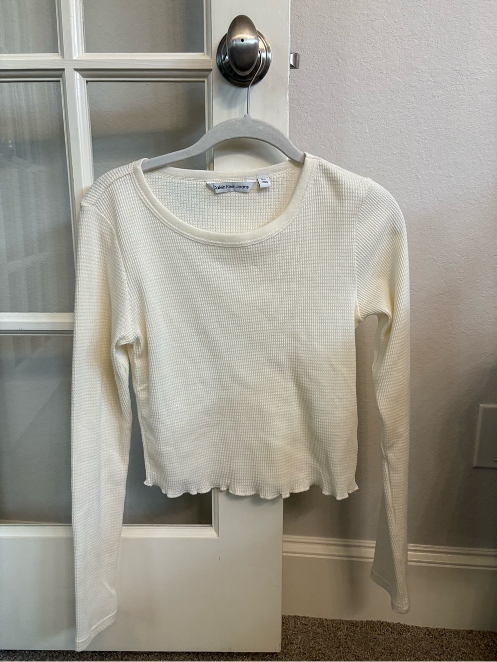 Calvin Klein Jeans Cream Waffle Knit Top